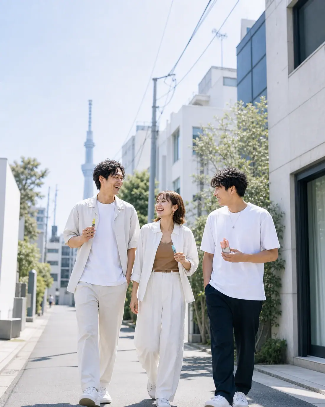 街を歩きながら会話する大人たち